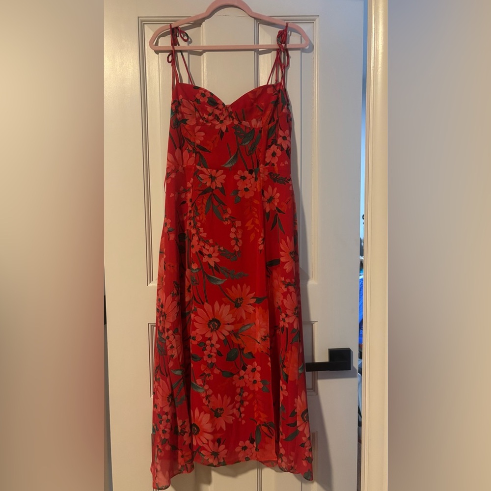 Dress Forum Floral Red Tie Strap Dress.